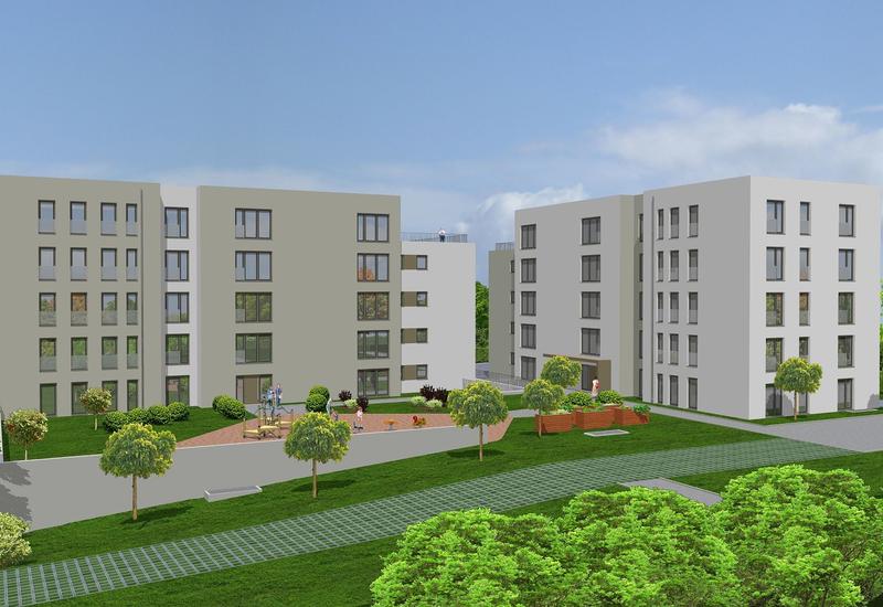 Neubau von zwei Mehrfamilienhäusern mit Tiefgarage in Ulm